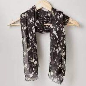 ONAM In Bloom Scarf Black White Floral Scarf